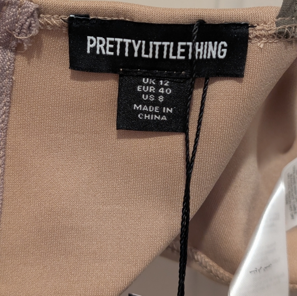 Pretty Little Thing Colorblock Bustier Crop Top khaki Olive Green Size 8 - Picture 5 of 6